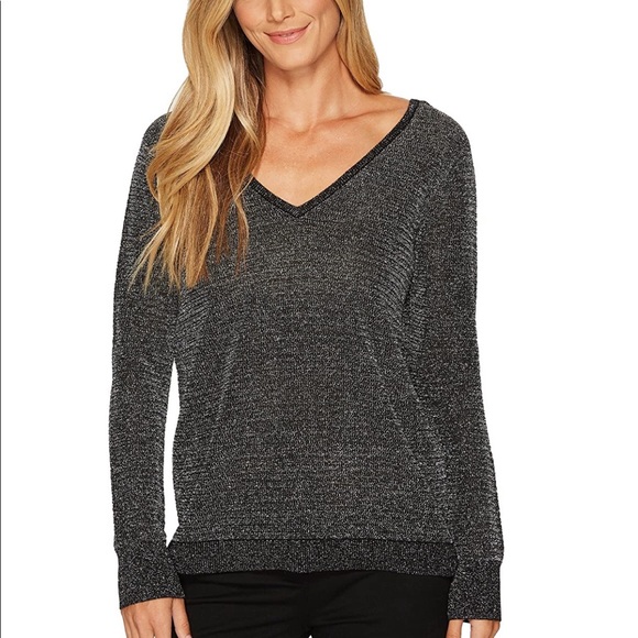 NYDJ Lurex double v neck sweater size XS - Picture 3 of 6